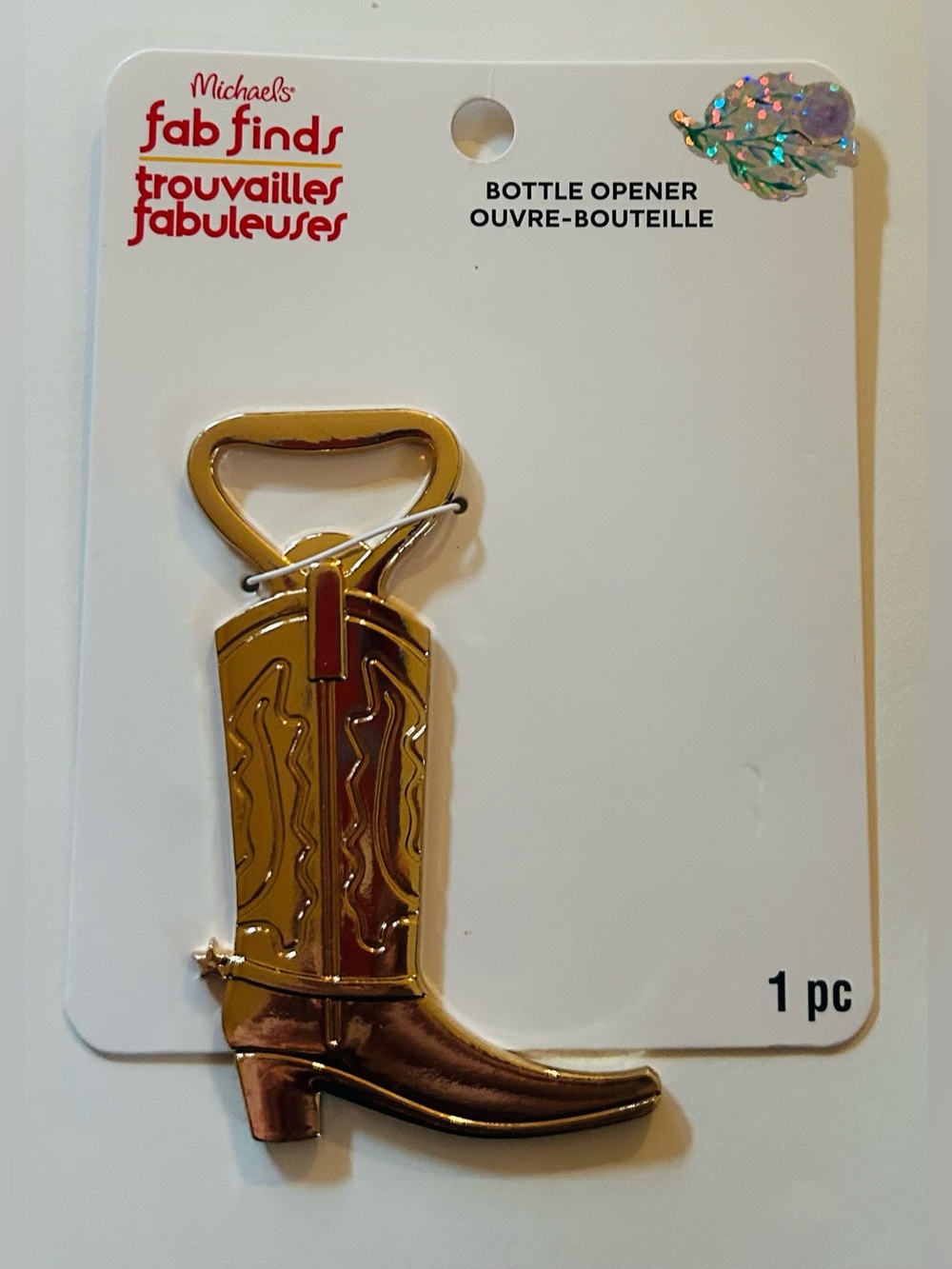 New Western Cowboy Cowgirl Boot Bottle Opener Gold Colored